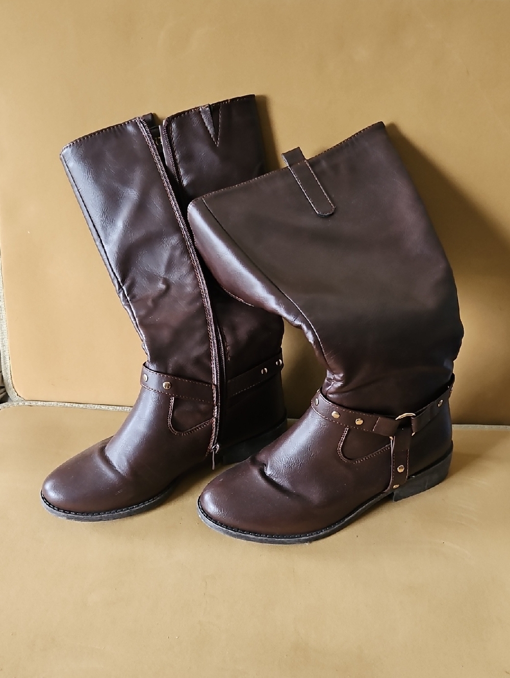 Women's Brown Mid-Calf Harness Boots